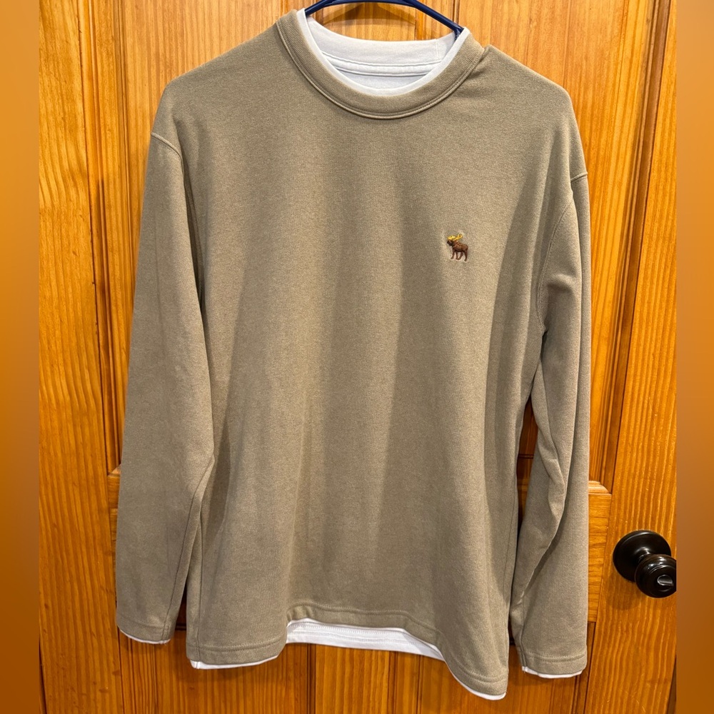 Abercrombie & Fitch Soft A&F Collection Tan & Cream Men's Long Sleeve Shirt, XS
